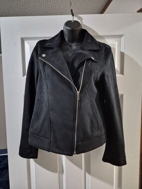 Black Suede Moto Jacket - Women